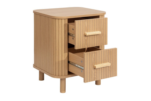 Axel 2 Drawer Fluted Bedside Oak